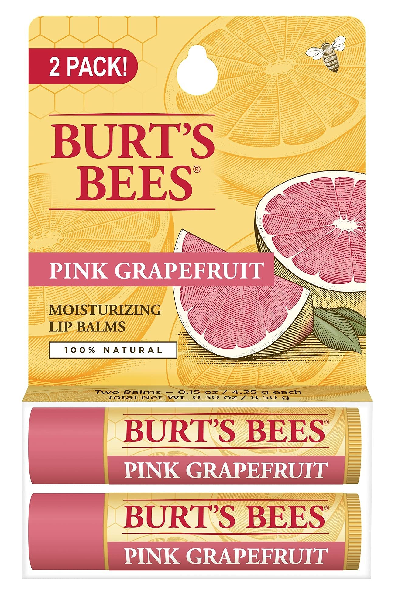 Pink Grapefruit Moisturizing Lip Balm Twin Pack Beauty and Personal Care Burt's Bees