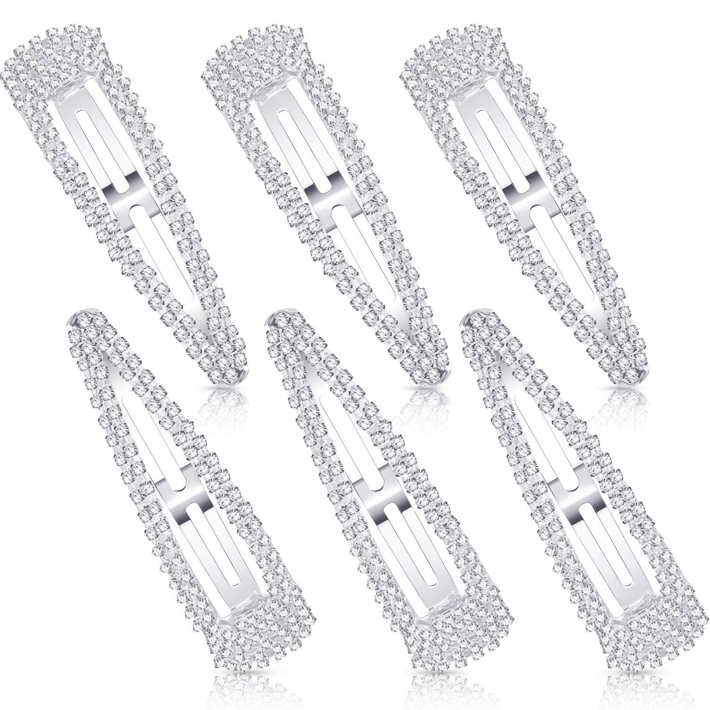 Geyoga 6 Pieces Rhinestone Snap Hair Clips 4 Inch Metal Hair Barrettes Hairpins Crystal for Women Wedding Accessories Beauty & Personal Care Geyoga