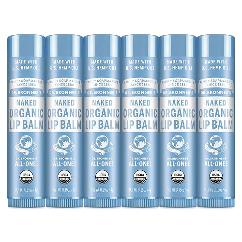Dr. Bronner’s Organic Lip Balm 6-Pack (.15oz) Natural, Moisturizing, Petroleum-Free Lip Moisturizer with Beeswax & Avocado Oil for Dry Lips, Men Beauty & Personal Care Dr. Bronner's