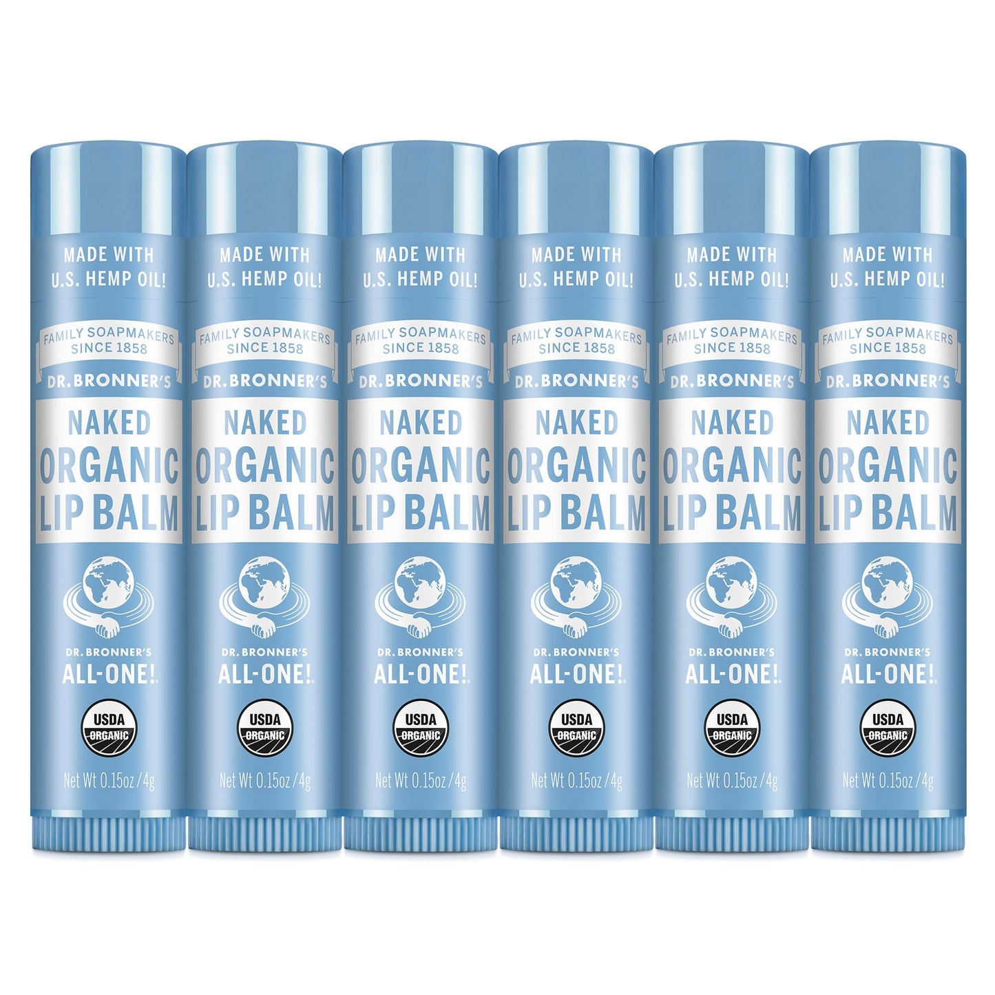 Dr. Bronner’s Organic Lip Balm 6-Pack (.15oz) Natural, Moisturizing, Petroleum-Free Lip Moisturizer with Beeswax & Avocado Oil for Dry Lips, Men Beauty & Personal Care Dr. Bronner's