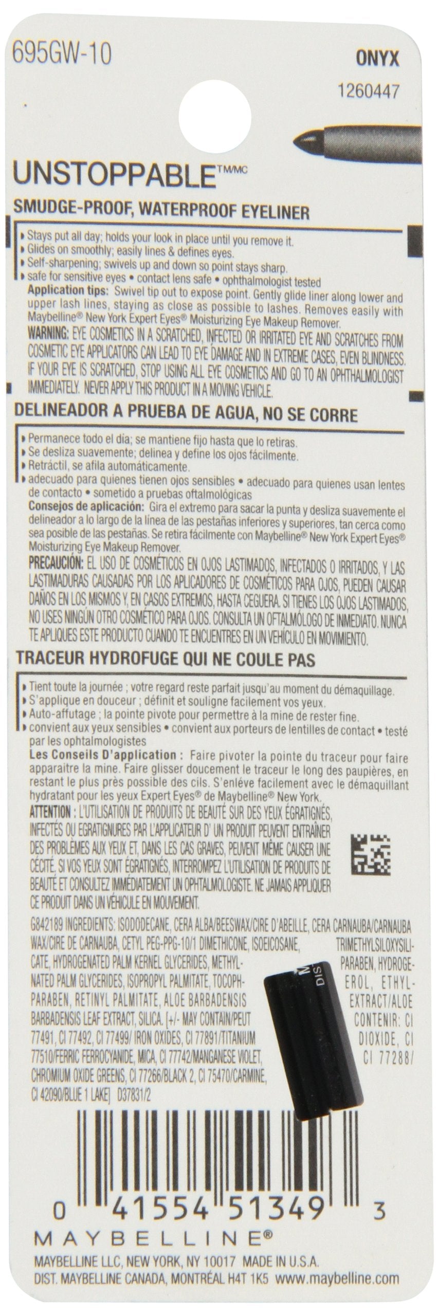 Maybelline New York Unstoppable Eyeliner, Onyx, 0.01 Ounce