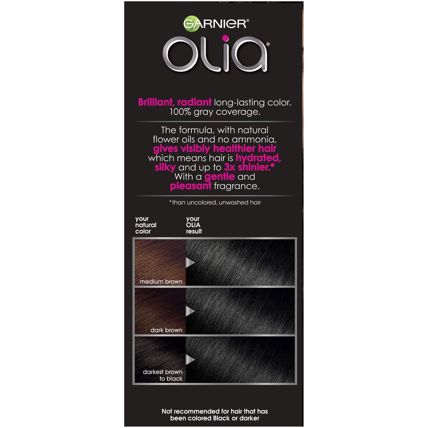 Garnier Olia Ammonia Free Permanent Hair Color, 100% Gray Coverage (Packaging May Vary), 2.0 Soft Black Hair Dye, Pack of 1 Beauty & Personal Care Garnier