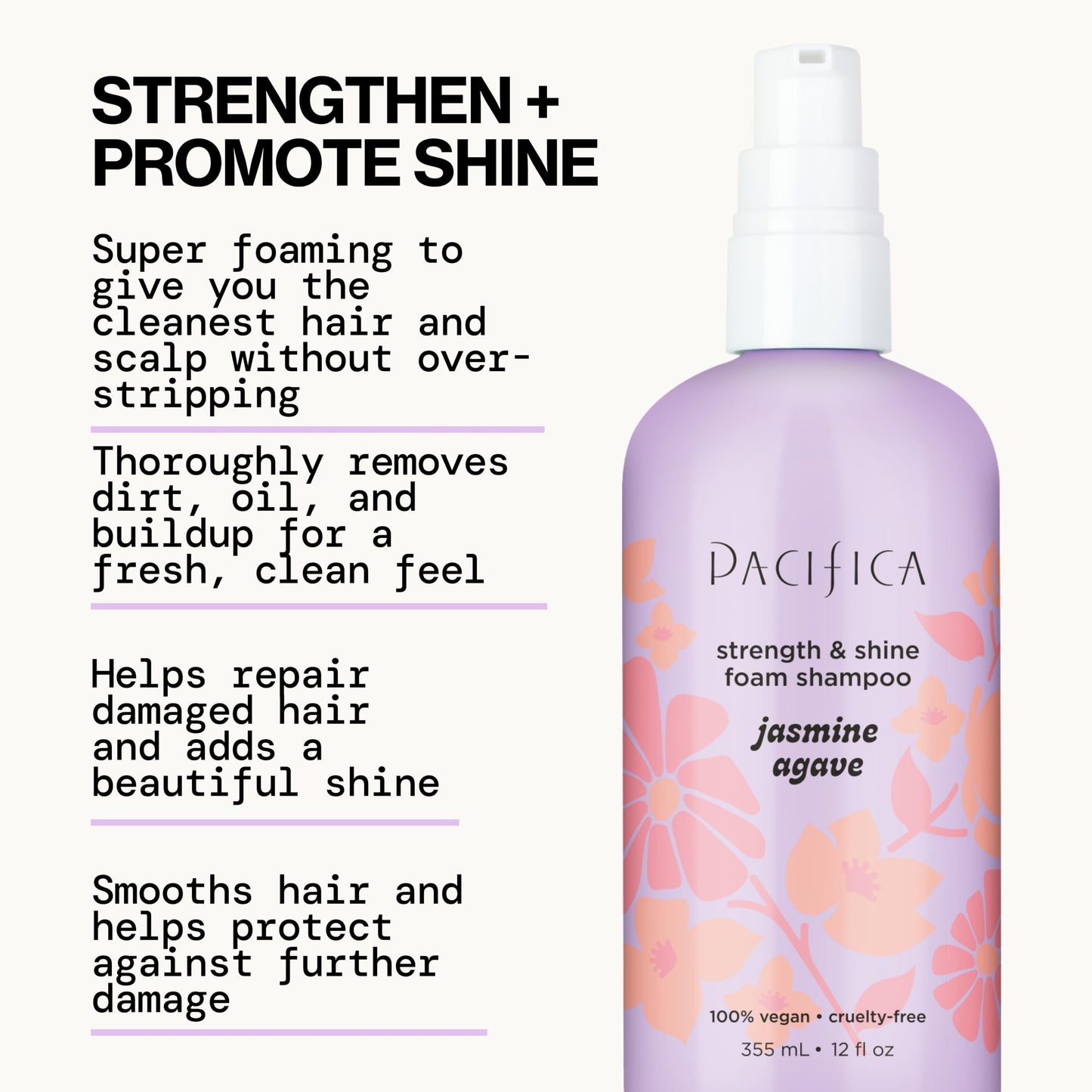 Pacifica Jasmine Agave Strengthening Shampoo & Conditioner Set - Clean Vegan Shampoo & Conditioner for Weak Or Brittle Hair (Including Color-Treated) Beauty & Personal Care Pacifica