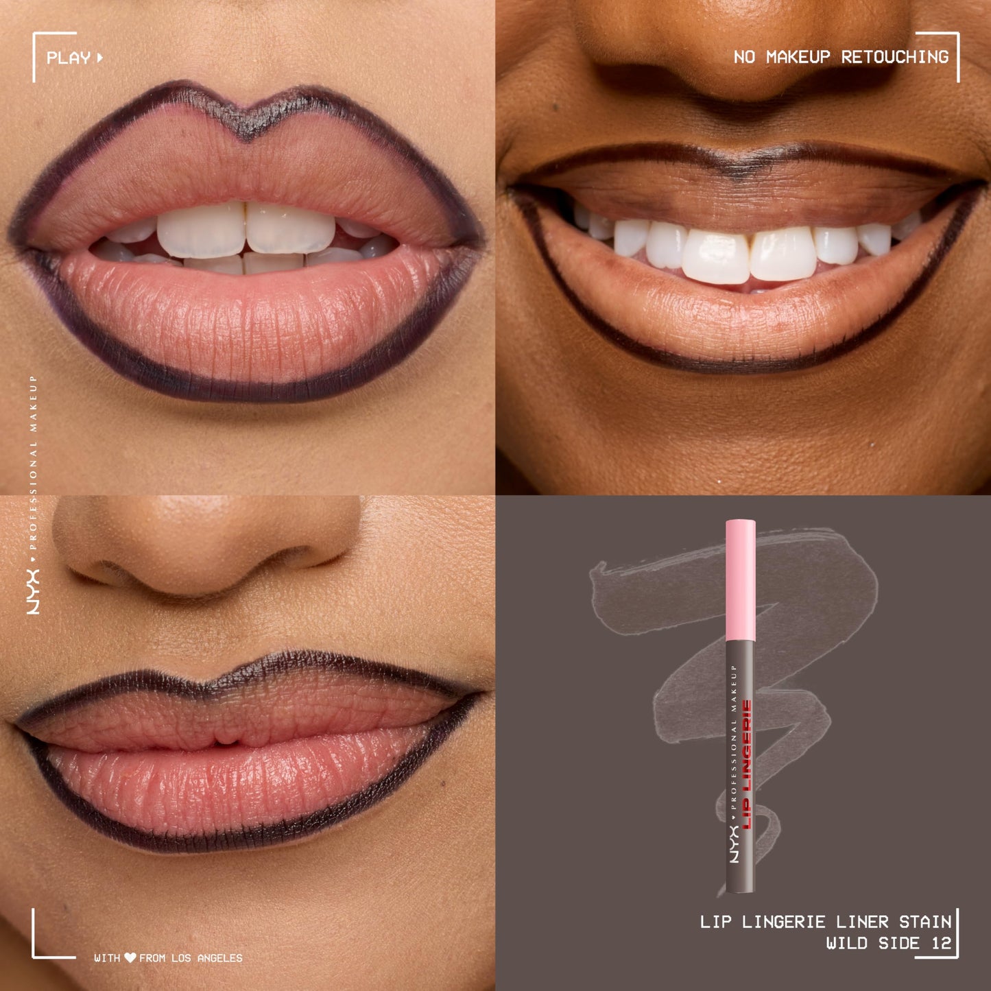 NYX PROFESSIONAL MAKEUP Lip Lingerie Liner Stain, Seamless Make Up with All-Day Color, Waterproof Lip Stain Finish - Wild Side (Deep Grey) Beauty & Personal Care NYX PROFESSIONAL MAKEUP