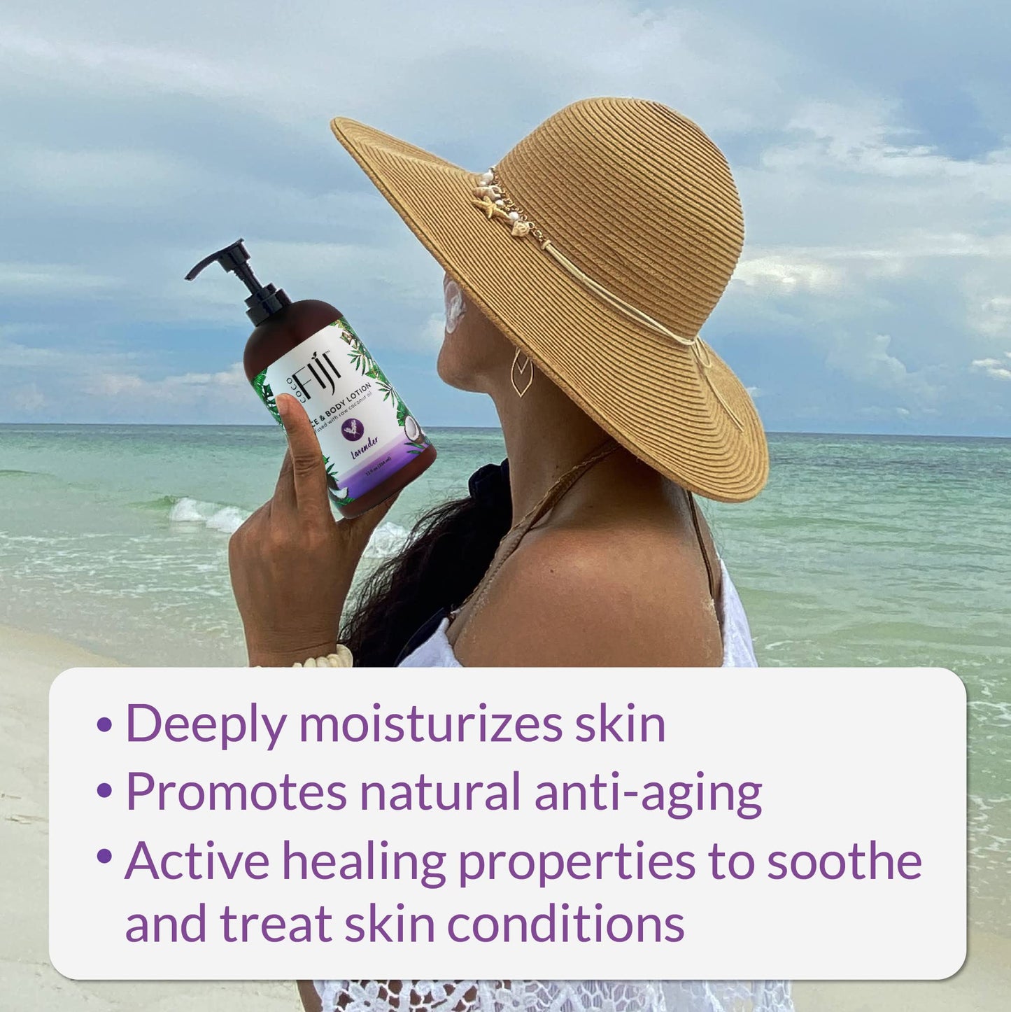Coco Fiji Face & Body Lotion Infused With Coconut Oil | Lotion for Dry Skin | Moisturizer Face Cream & Massage Lotion for Women & Men | Lavender 12 Beauty & Personal Care Organic Fiji