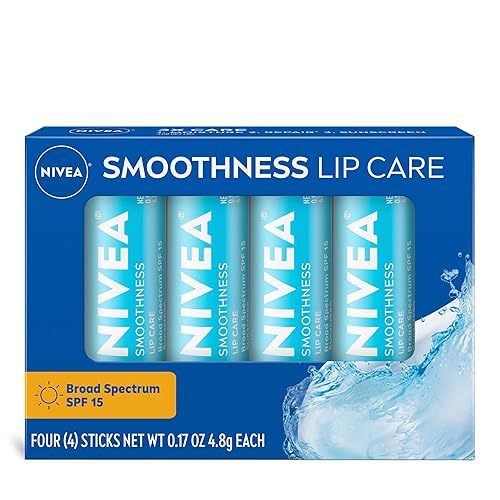 NIVEA Smoothness Lip Care, Sunscreen Lip Balm with SPF 15 Broad Spectrum, Shea Butter, Nourishing Oils and Vitamin C & E, 3-in-1 Moisture, Repair Beauty & Personal Care NIVEA
