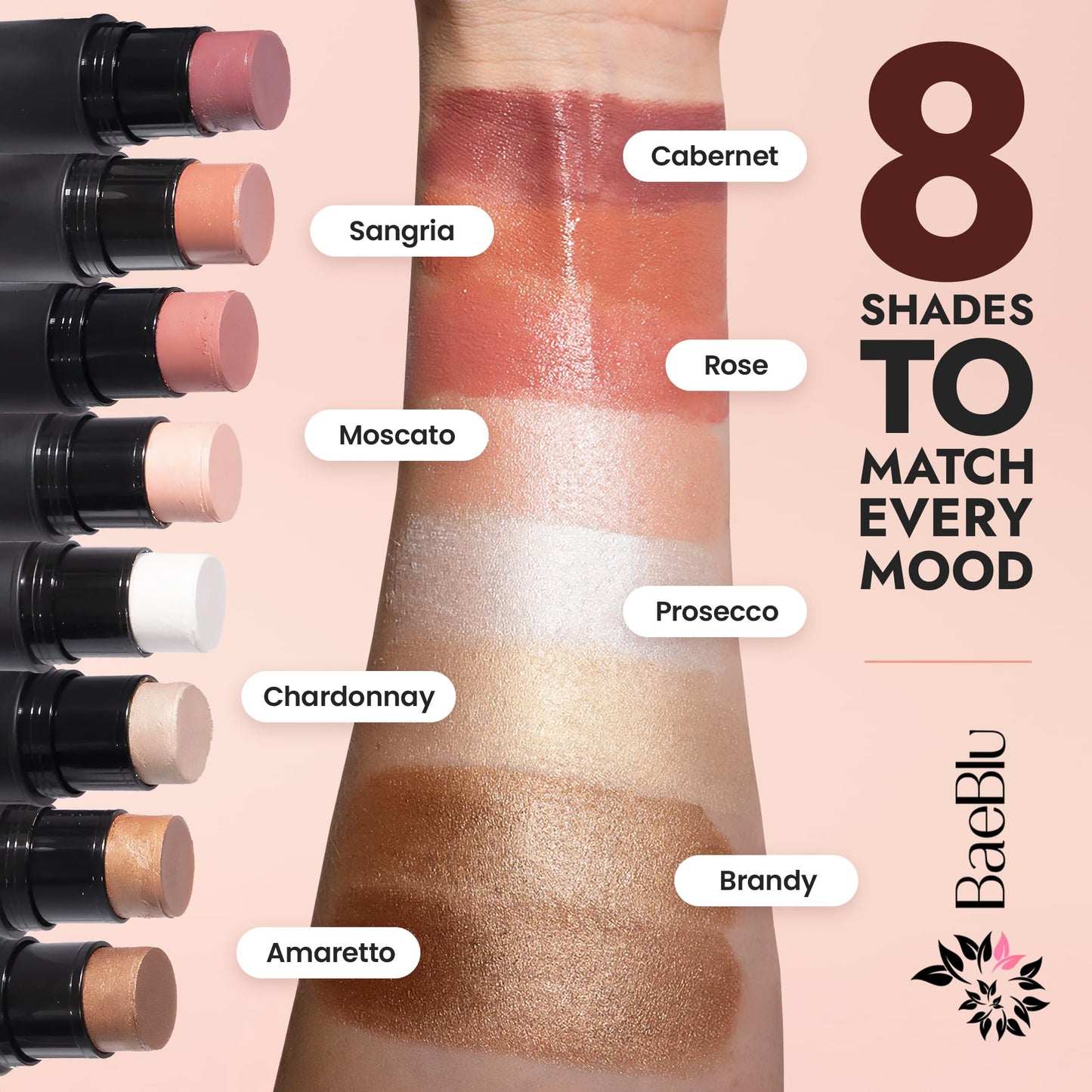 BaeBlu - Organic Cream Bronzer Stick - 100% Natural Vegan Cream Bronzer for Face, Multi-Use for Lips, Cheeks & Eyes, Buildable Shimmer, Gluten-Free Beauty & Personal Care BaeBlu