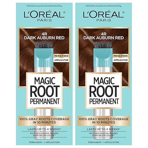 L’Oréal Paris Magic Root Permanent Hair Color, 10 Minute Hair Dye Kit to Rescue Roots with 100% Gray Hair Coverage, 4R Dark Auburn Red, 2 Pack Beauty & Personal Care L'Oreal Paris