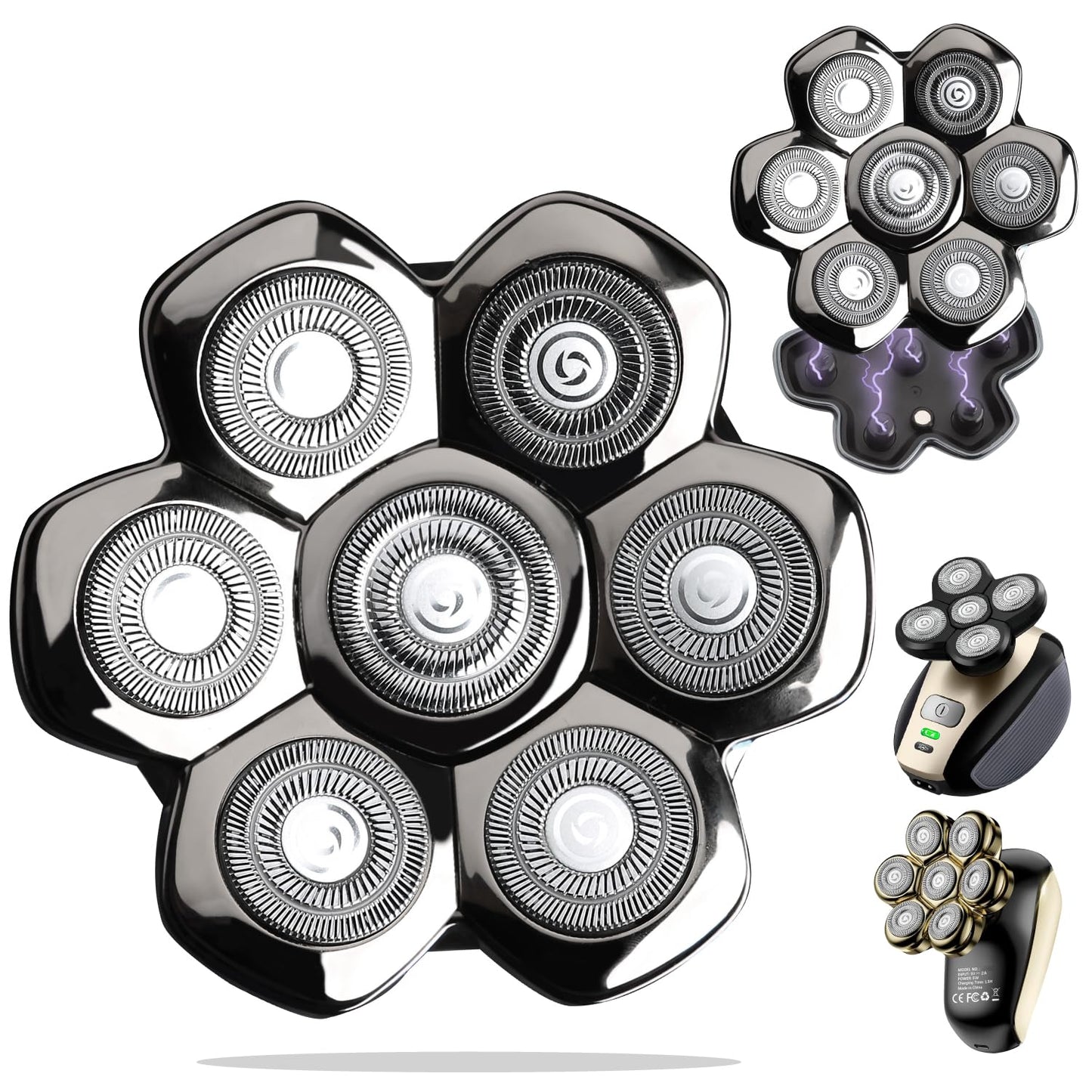 7 Blade Replacement Shavers Head, Magnetic Washable Shaver Blade Floating Heads Replacement for Head Shaver, Wet & Dry Compatible for Rotary Shavers Beauty and Personal Care KANLINS