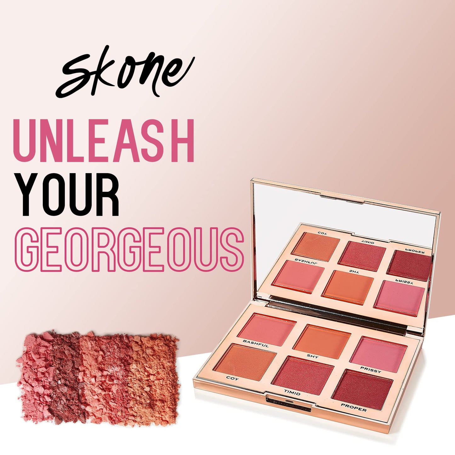 Skone Flushed & Flirtatious Make up Blush Palette - Blush Makeup as Eyeshadow, Blush, Highlighter in One Palette - Matte & Shimmer Glow of Pink Beauty & Personal Care Skone