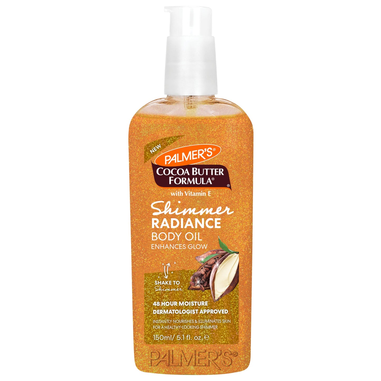 Palmer's Cocoa Butter Formula Shimmer Body Oil with Vitamin E, 5.1 Fl Oz, Radiance Body Oil for Glowing Skin, Enhances Dark Tones & Tans, Hydrating Beauty & Personal Care Palmer's