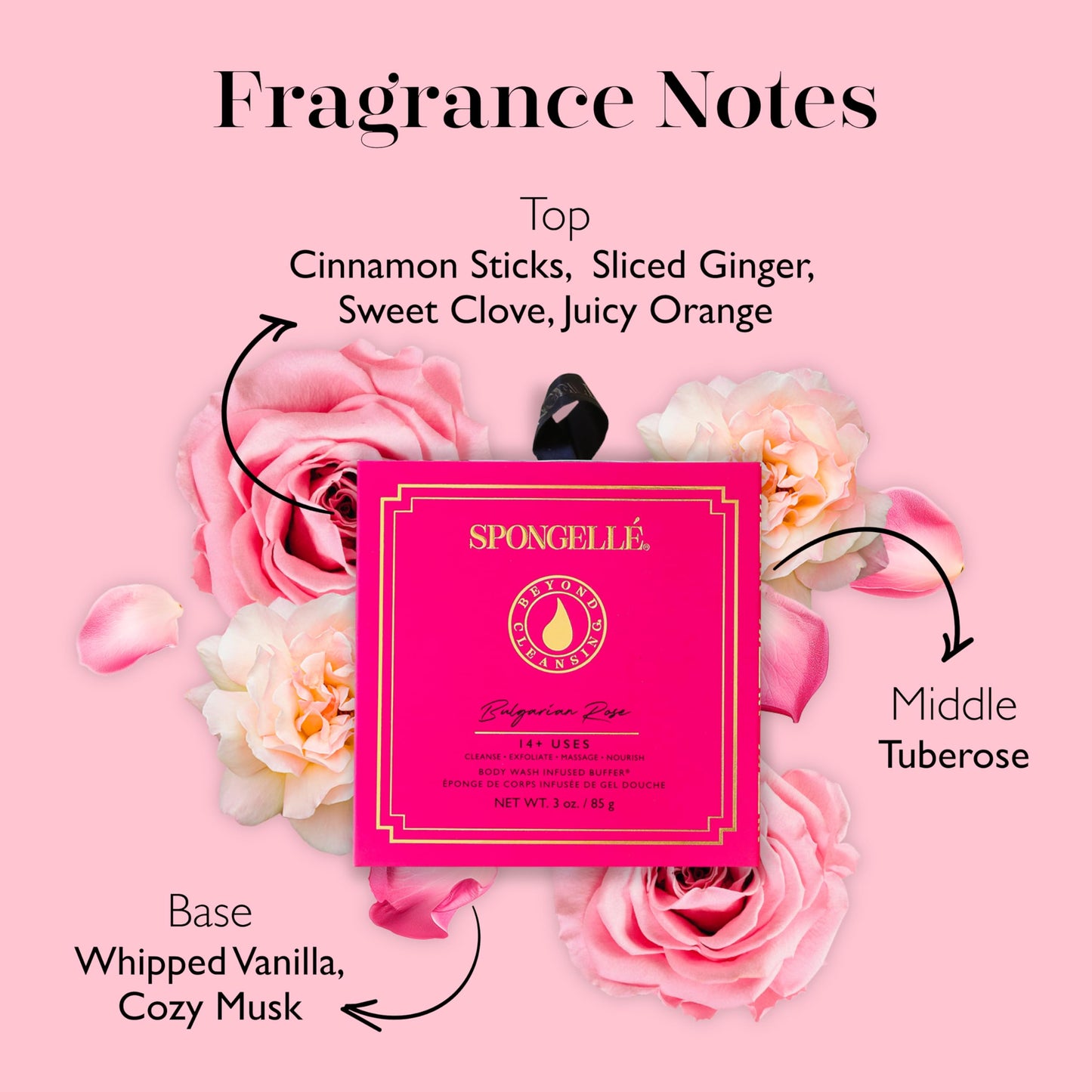 Spongellé Bulgarian Rose Wild Flower Bath Sponge with Box for Mothers Day Gift - Built-in Body Wash & Body Scrubber, Shower Loofah Sponge for Women Beauty and Personal Care SPONGELLÉ