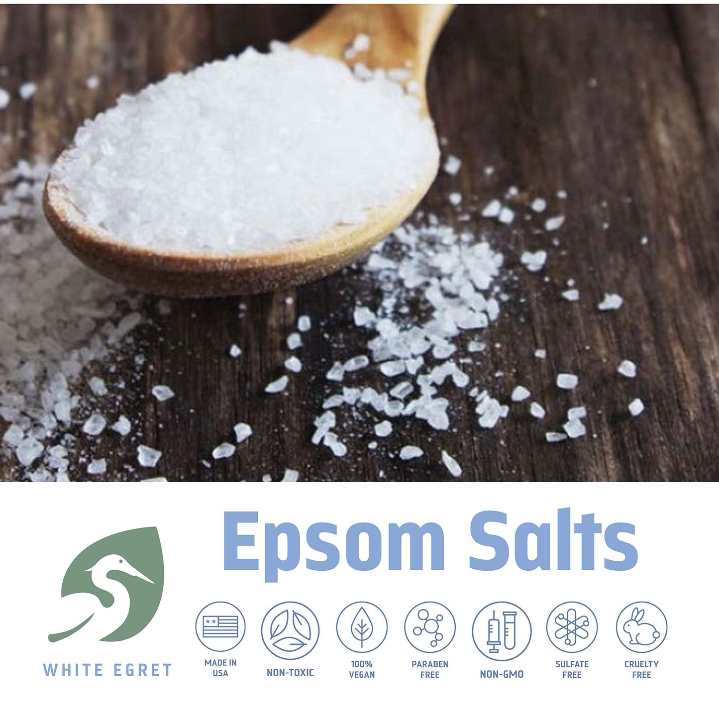 WHITE EGRET Epsom Salt, Eucalyptus, 2.5 Pound Beauty and Personal Care White Egret