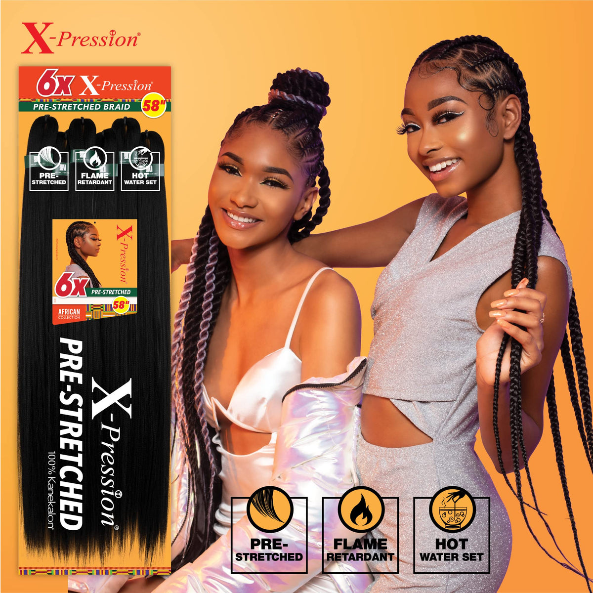 Sensationnel X-Pression Prestretched Braiding Hair-6X Braid 58 Inch,SM1B/30
