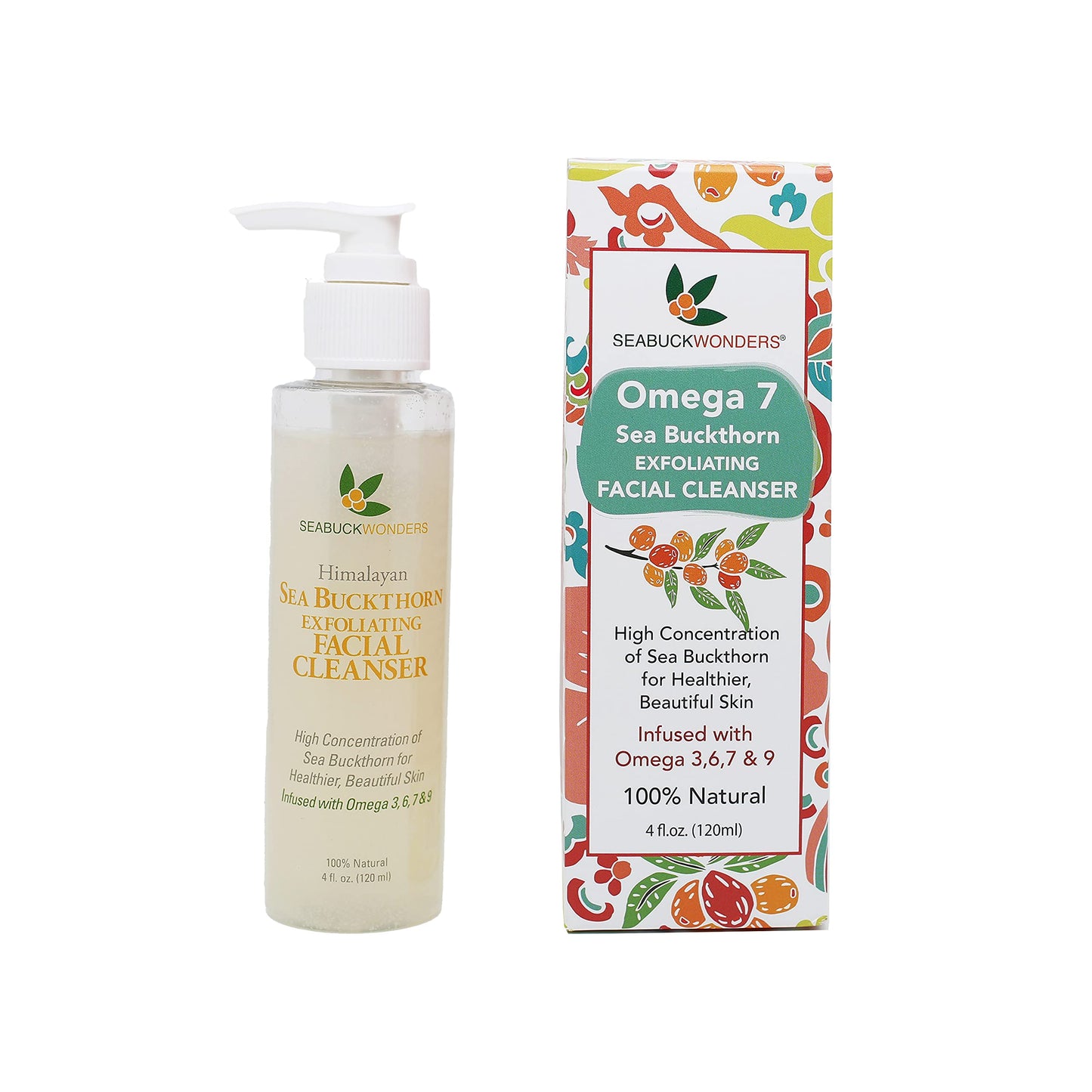 SeabuckWonders Organic Sea Buckthorn Exfoliating Daily Face Wash, Deep Cleaning, Gentle Facial Cleanser with Omega 3,6,7,9, Jojoba, pH Balanced Beauty & Personal Care SEABUCKWONDERS