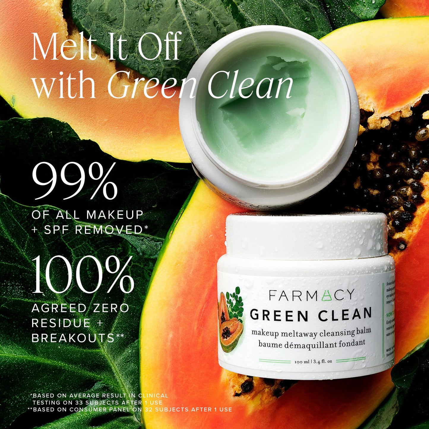 Farmacy Makeup Remover Cleansing Balm - Green Clean Waterproof Makeup Remover Balm + Oil Cleanser for Face - Gently Melts Make Up + SPF - Hydrates + Beauty and Personal Care Farmacy