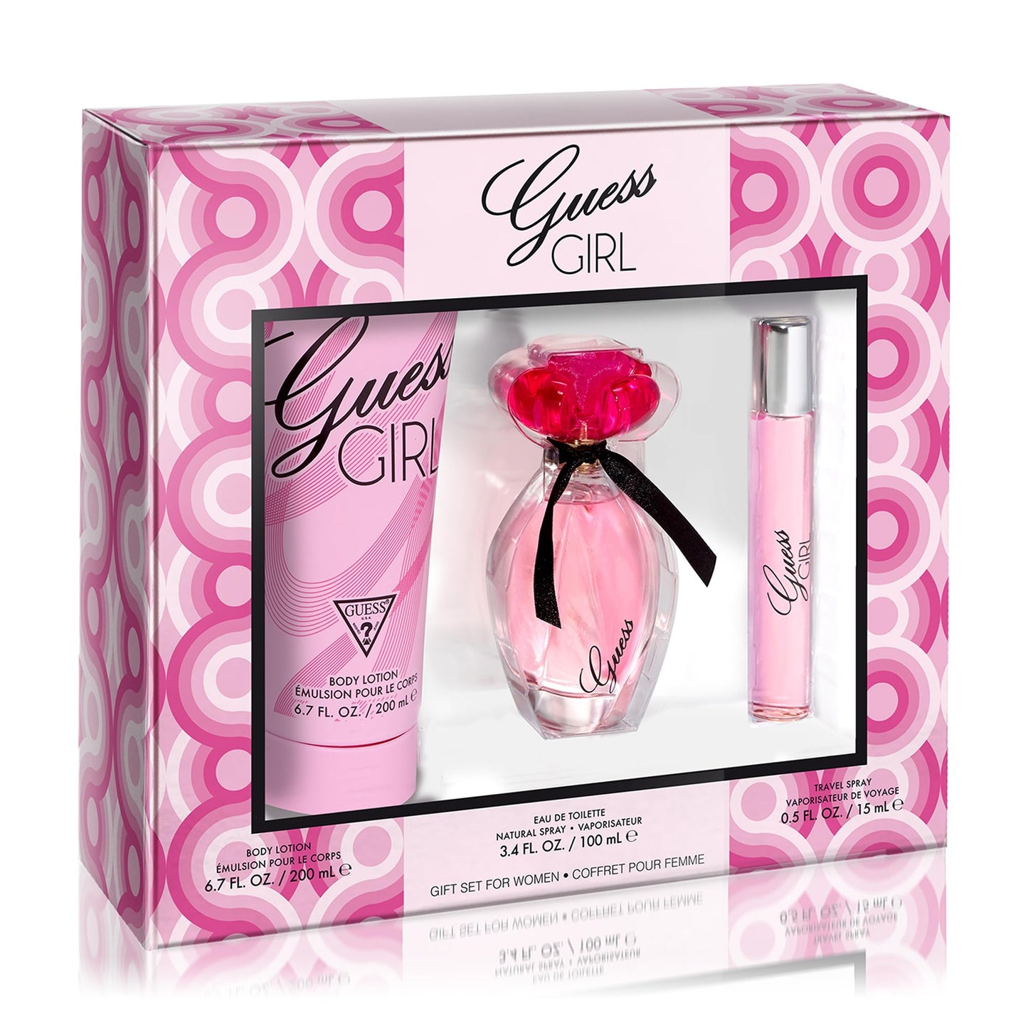 Guess Girl Eau de Toilette 3 Piece Gift Set - Perfume Spray 3.4 Fl. Oz., Travel Spray 0.5 Fl. Oz., & Body Lotion 6.7 Fl. Oz. Beauty & Personal Care GUESS