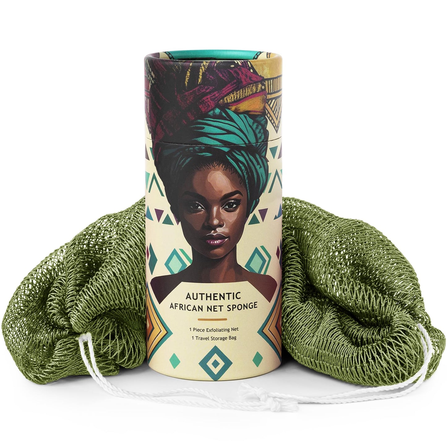 African Net Sponge Authentic - Afro Scrub Exfoliating Net Sponge with Knots - African Bath Sponges for Body Scrubber Exfoliator - Back Scrubber Beauty and Personal Care MINISENTIALS