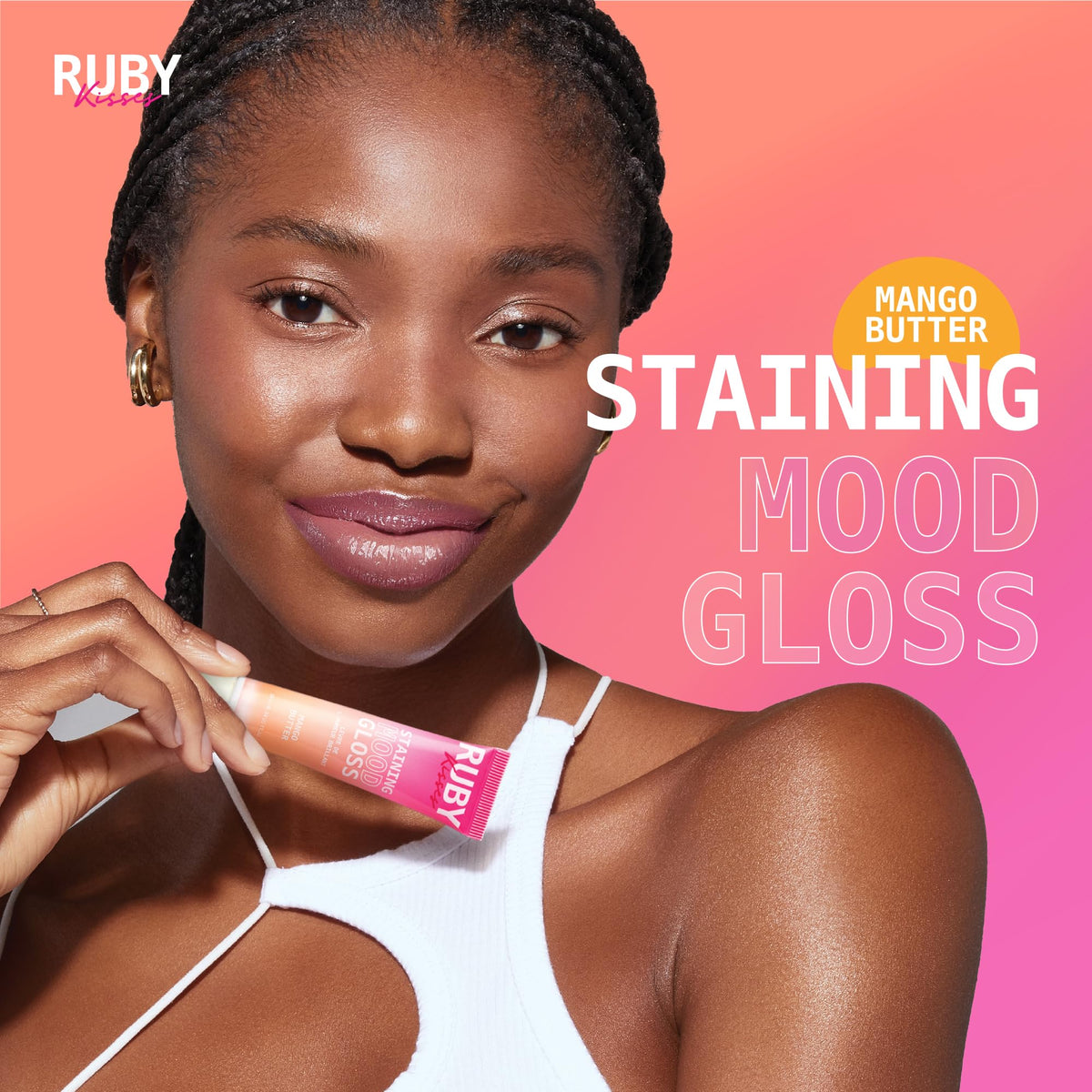Ruby Kisses pH Lip Gloss, Pink Tinted Lip Balm Stain, Mood Color Changing Lipstick with Mango Butter for Long-Lasting Hydration Beauty & Personal Care Ruby Kisses