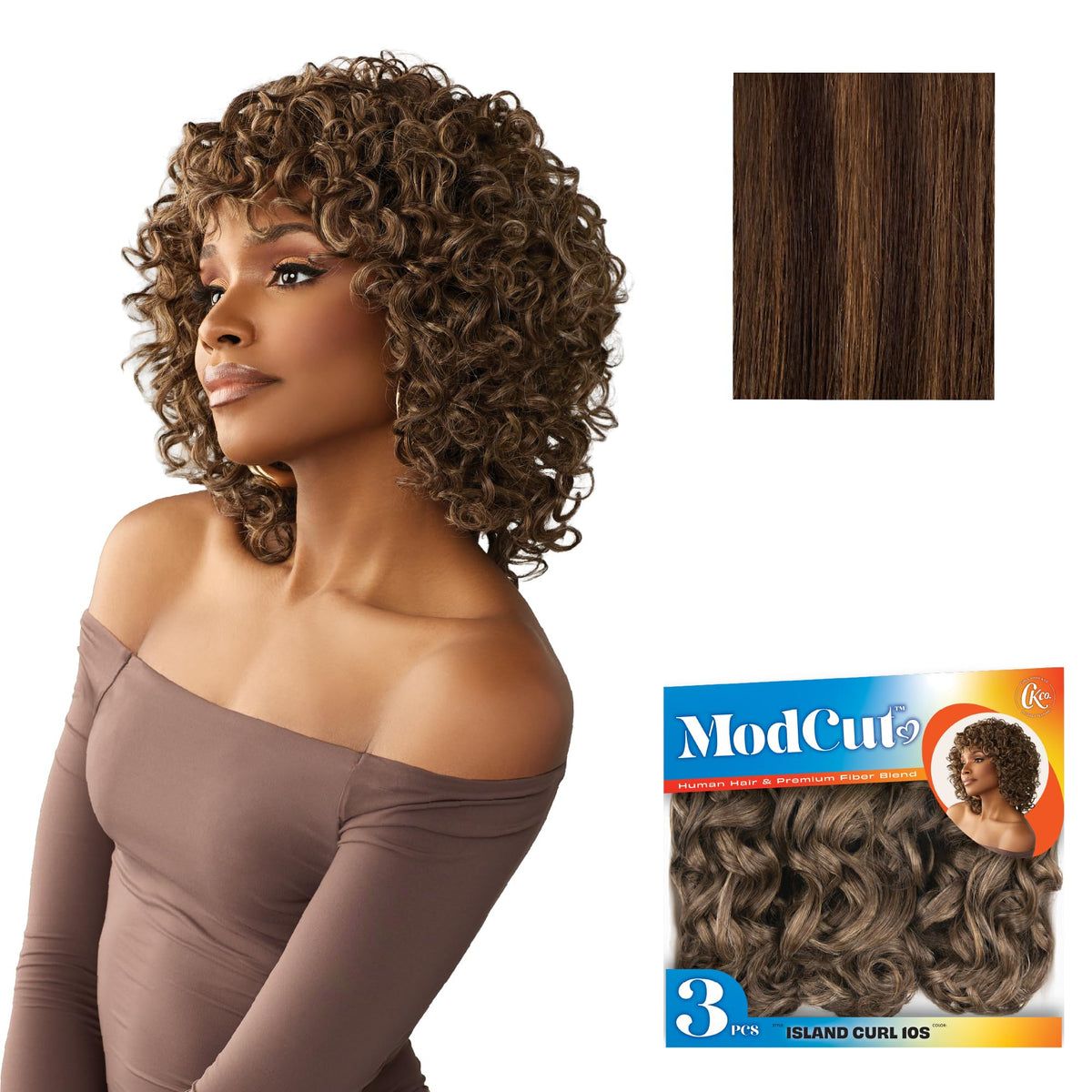 Sensationnel Curls Kinksandco ModCut 3pcs Bundles -Island Curl 10S,S4/30