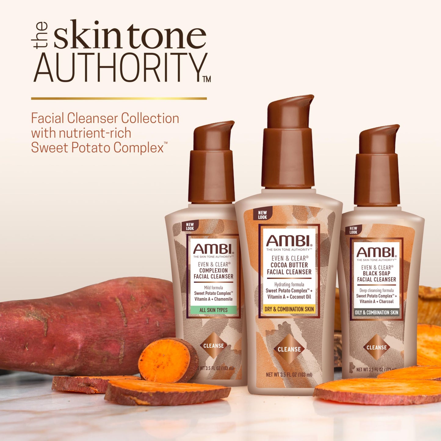 Ambi Even & Clear Cocoa Butter Facial Cleanser With Nutrient-Rich Sweet Potato Complex | Hydrating Formula | Helps Even Skin Tone | 3.5 Ounce Beauty & Personal Care Ambi