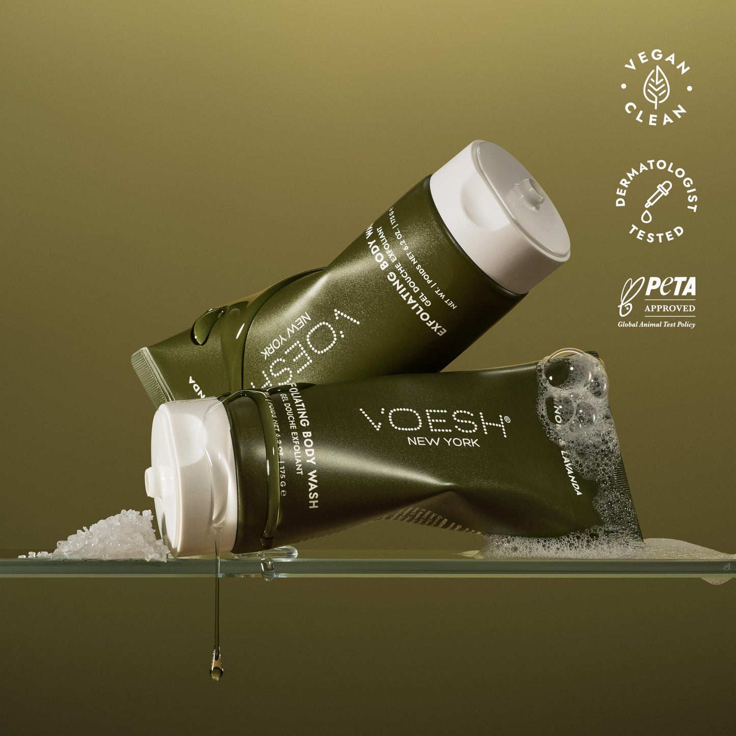 VOESH Sugar Scrub & Exfoliating Body Wash with Plant-Derived AHAs & Vegan Probiotics, K-Beauty Korean Skincare (Hinoki & Lavanda) Beauty & Personal Care VOESH