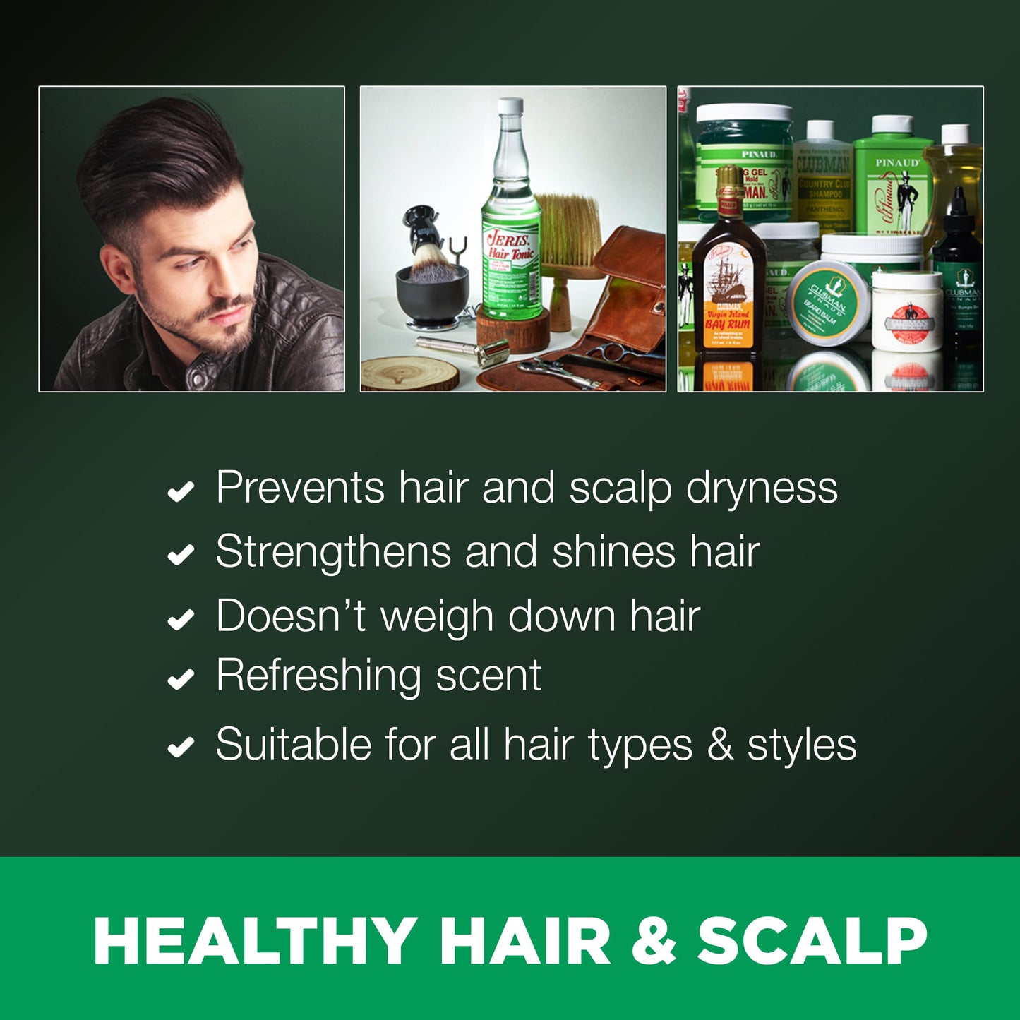 Clubman Jeris Hair Tonic Professional Size, Men's Revitalizing Classic Grooming Treatment, 14 Fl Oz, 1-Pack Beauty & Personal Care Clubman