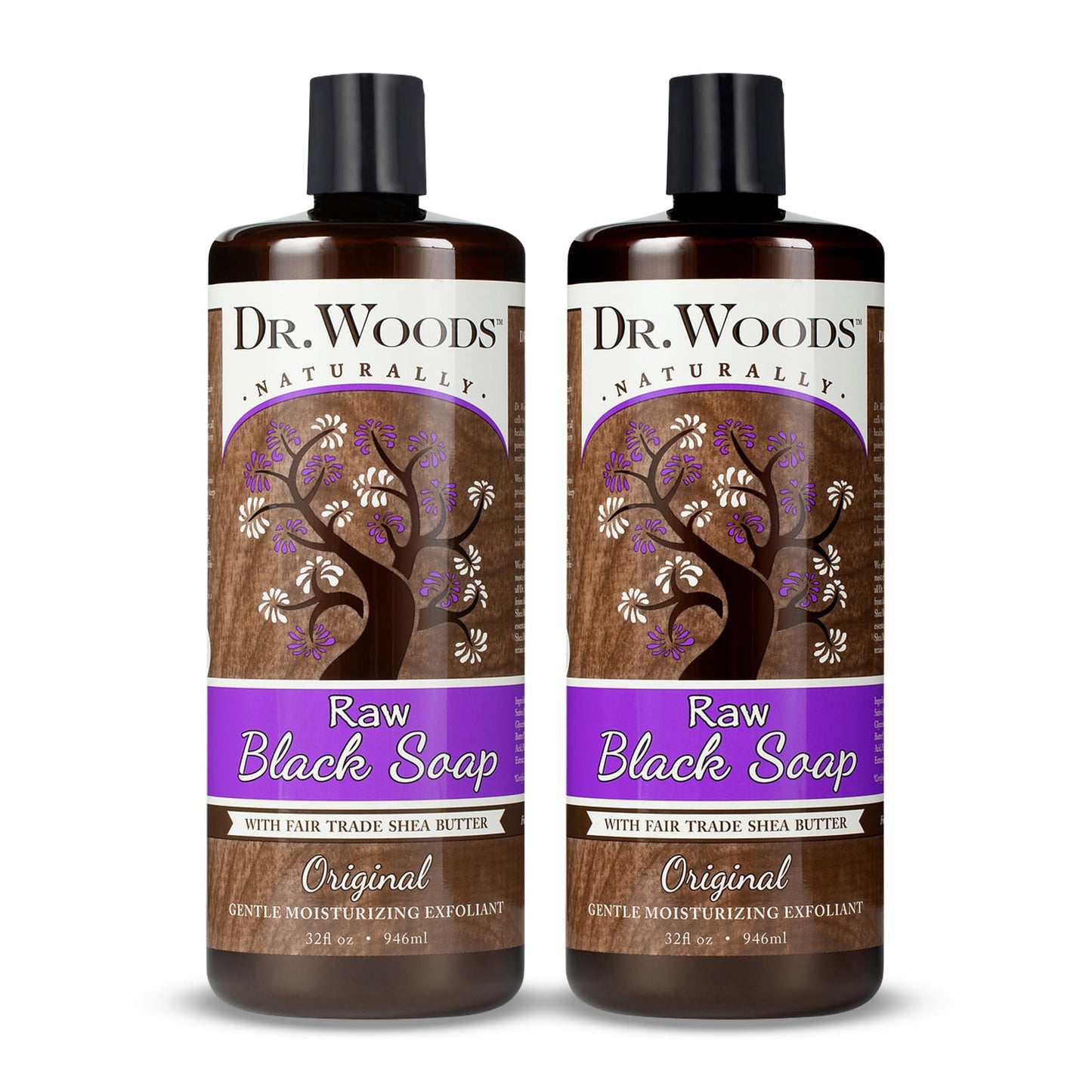 Dr. Woods Raw African Liquid Black Soap - Body Wash for Men and Women, Contains Organic Shea Butter, Gentle Exfoliant, Natural Cleanser for Face Beauty & Personal Care Dr. Woods