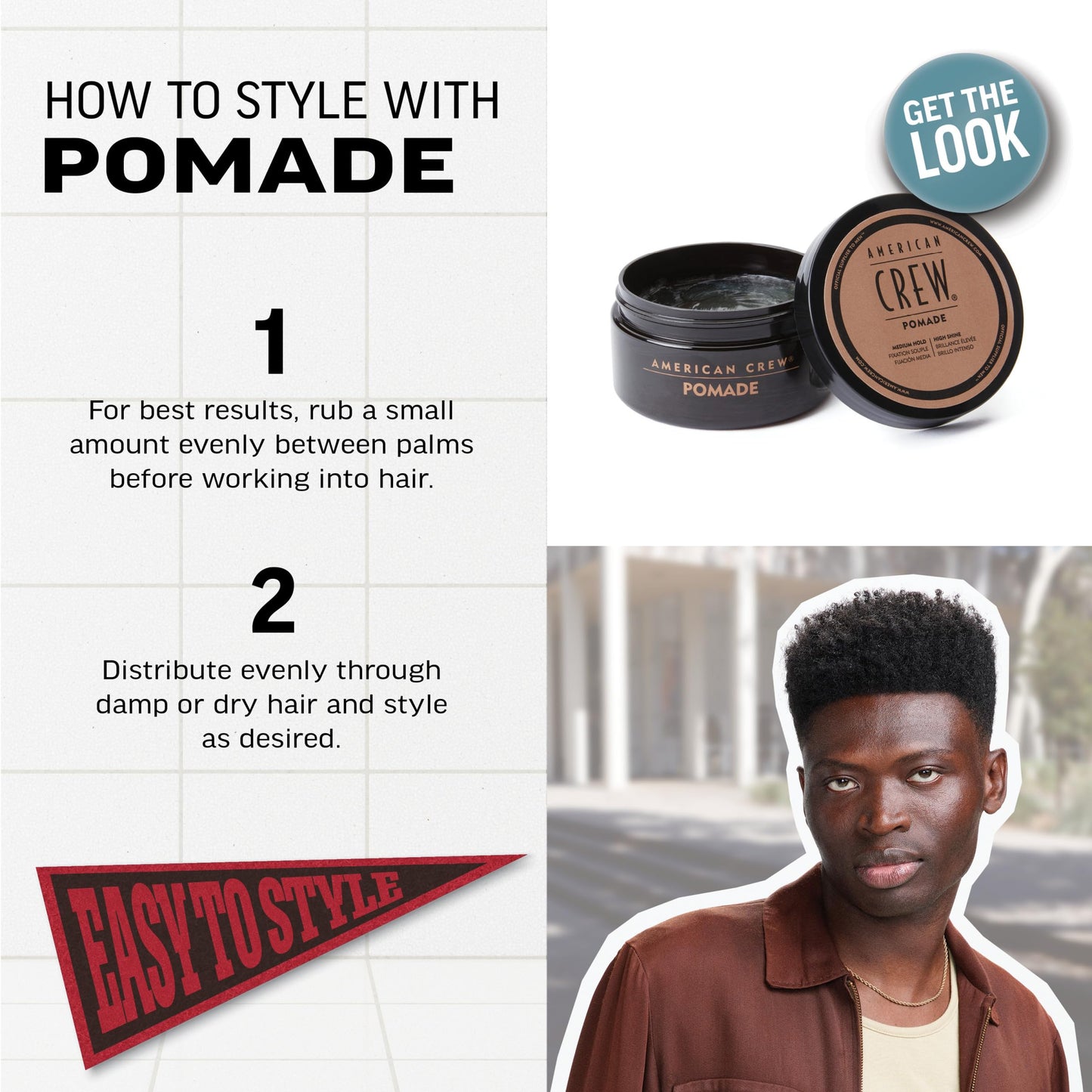 American Crew Men's Hair Pomade, Like Hair Gel with Medium Hold & High Shine, Travel Size, Stocking Stuffer for Him, 1.7 oz Beauty & Personal Care AMERICAN CREW