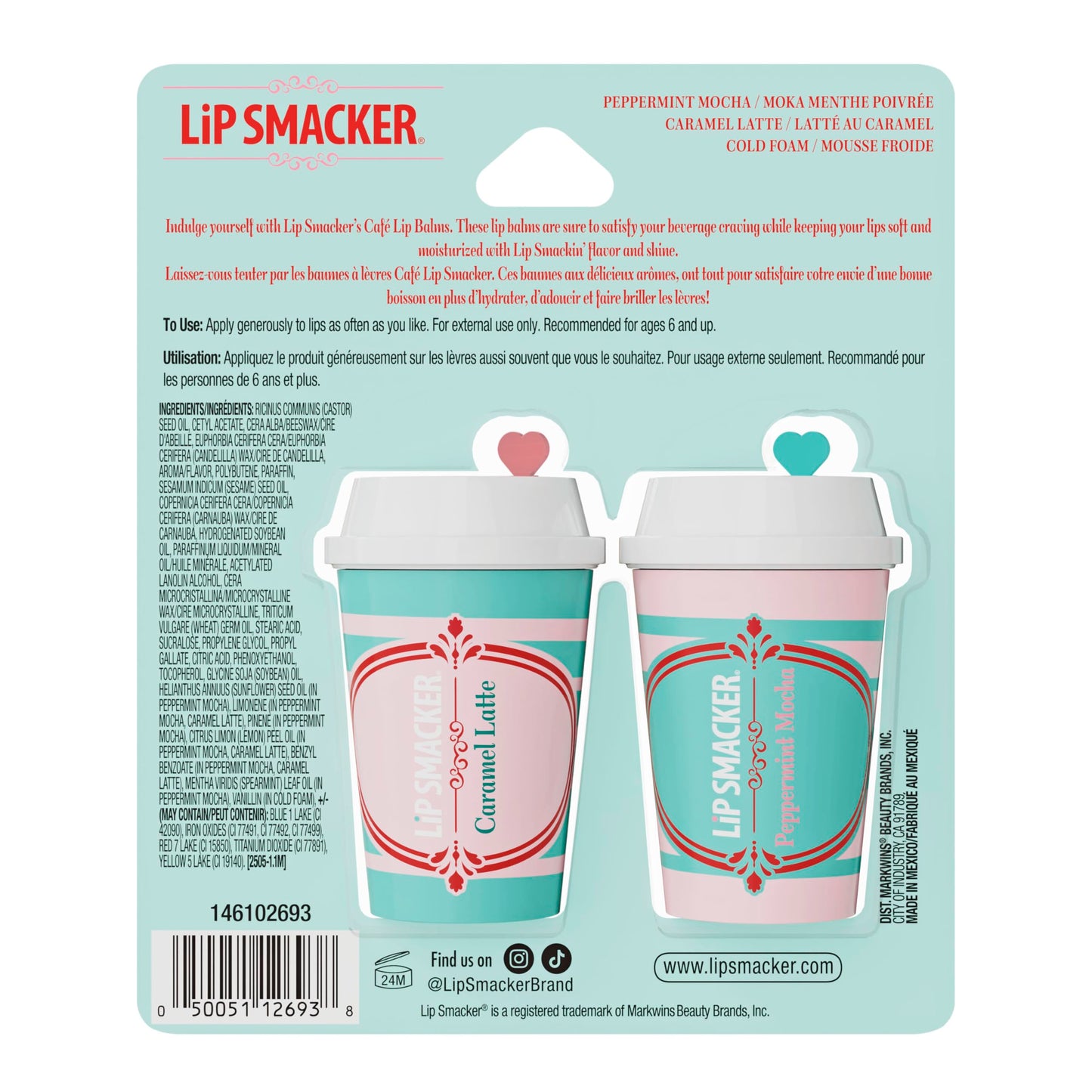 Lip Smacker Holiday Café Balm Trio, Moisturizing Lip Balm Set with Festive Flavors, Collectible Frappe Cup Design, Perfect Holiday Gift for Kids & Lip Beauty and Personal Care Lip Smacker