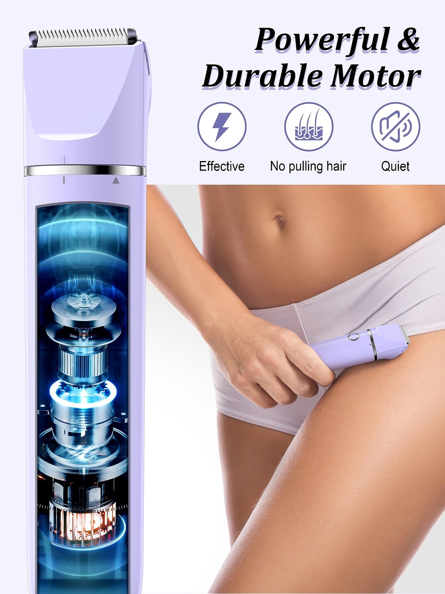 Cayzor Bikini Trimmer and Shaver Kit for Women - 2-in-1 Wet/Dry Electric Body Hair Trimmer Facial Hair Removal Cordless Waterproof Bikini Shaver Razor Beauty and Personal Care Cayzor