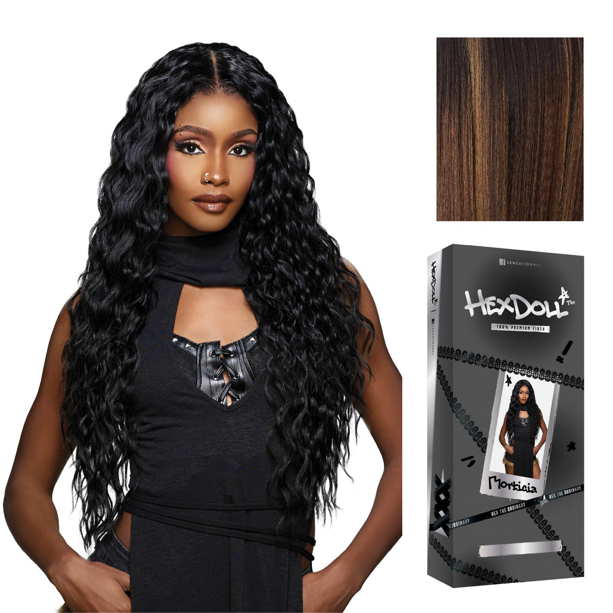 Sensationnel Hexdoll 13x4 LaceWig-Morticia, BALAYAGEHAZELNUT