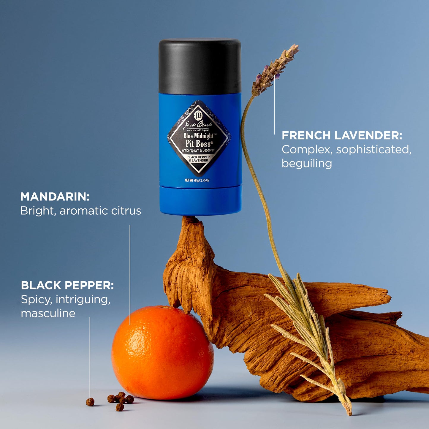 Jack Black Pit Boss Blue Midnight Antiperspirant & Deodorant Men - 2.75 oz - Black Pepper & Lavender - Mens Deodorant for Sensitive Skin Beauty & Personal Care Jack Black