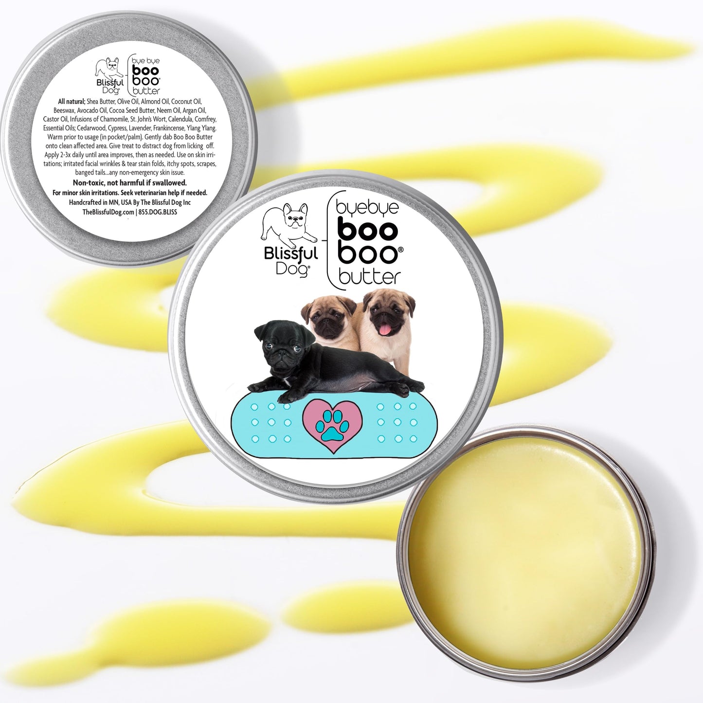 The Blissful Dog 1 oz TIN Pug Booboo Butter Beauty and Personal Care The Blissful Dog