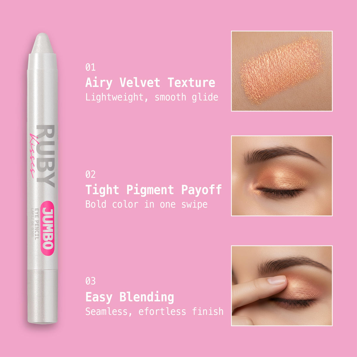 Ruby Kisses Jumbo Eye Pencil With Sharpener, Thick Eyeliner Pencil For Eye Shadow Primer & Highlighter on Waterline & Inner Corner, Eyeshadow Stick