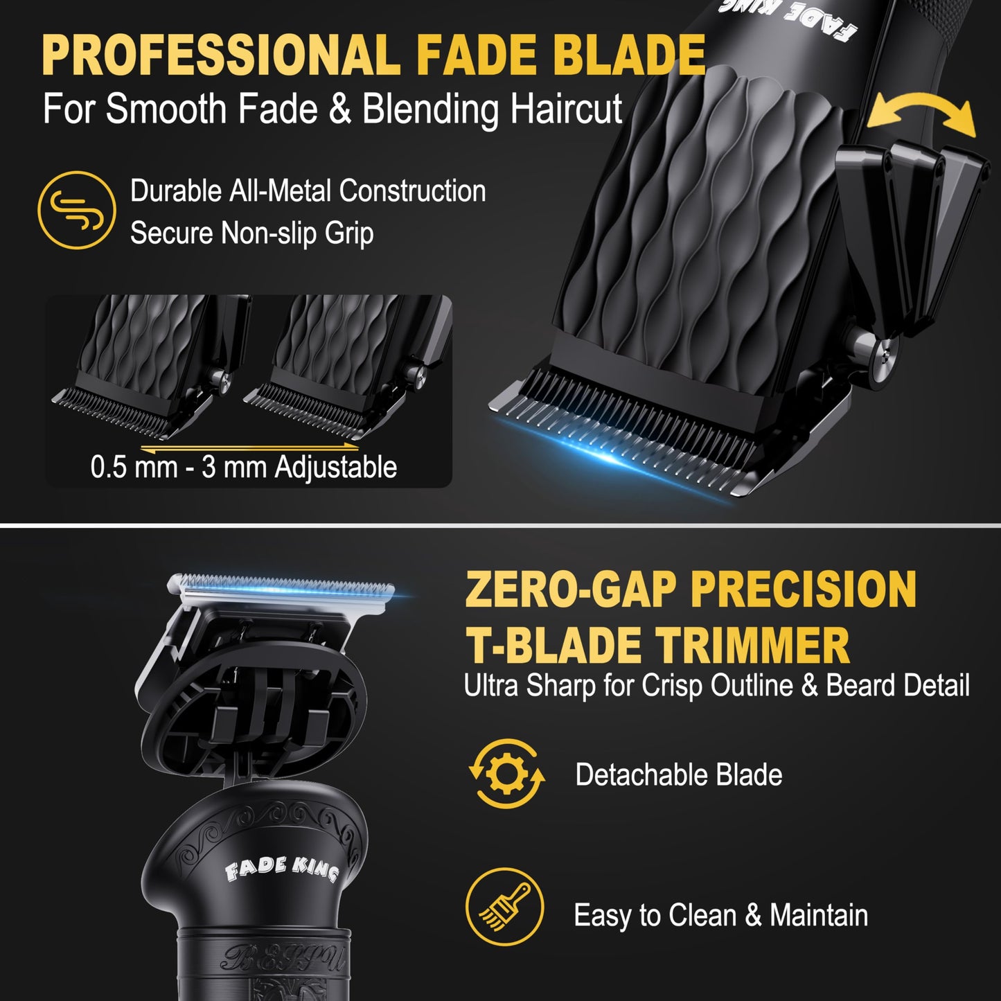 FADEKING® Professional Hair Clippers for Men, Cordless Hair Cutting Kit Beauty and Personal Care FADEKING