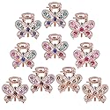 QXUJI 10PCS Rhinestone Hair Claw Jaw Clips, Crystal Metal No-slip Hair Grip Clamps, Mini Butterfly Bangs Clip Bow Hair Claw Gripper, for Women Girls Beauty & Personal Care QXUJI
