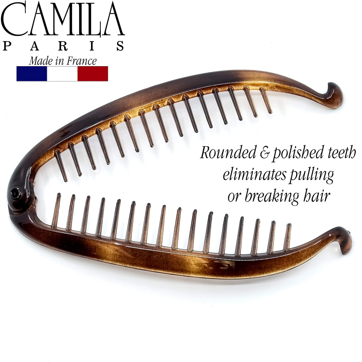 Camila Paris CP5 4.5 inch French Banana Clip Hair Comb Classic Girls Updo Flexible Ponytail Holder Interlocking Banana Combs, Fashion Durable Styling Beauty & Personal Care Camila