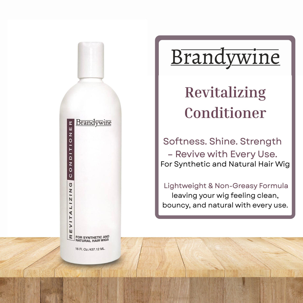 Brandywine Revitalizing Wig Conditioner for Synthetic & Natural Hair, 16 Oz