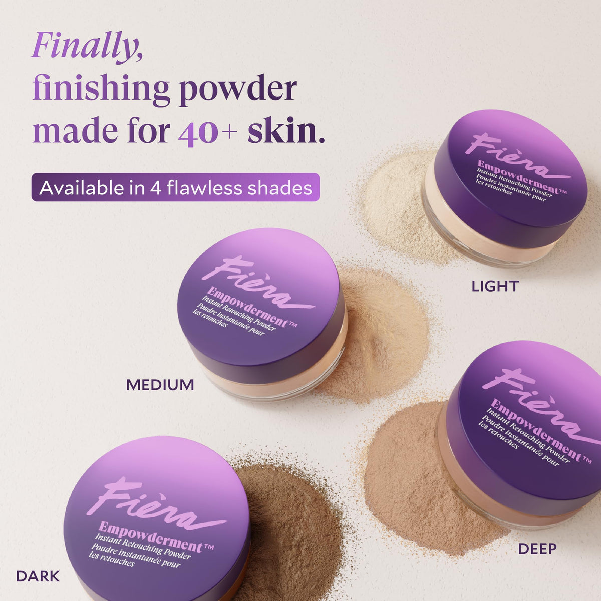 Fièra Empowderment™ Pressed Finishing Powder, Talc-Free Blurring & Soft-Matte Setting Powder for Mature Skin, Pore & Fine-Line Smoothing, Lightweight