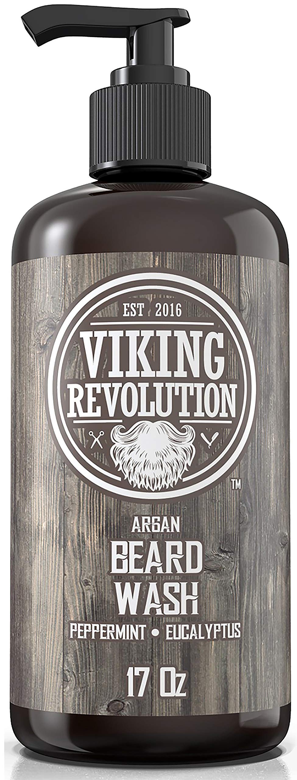 Beard Wash Shampoo w/Argan & Jojoba Oils - Softens & Strengthens - Natural Peppermint and Eucalyptus Scent - Beard Shampoo w/Beard Oil (17 oz Shampoo) Beauty & Personal Care Viking Revolution