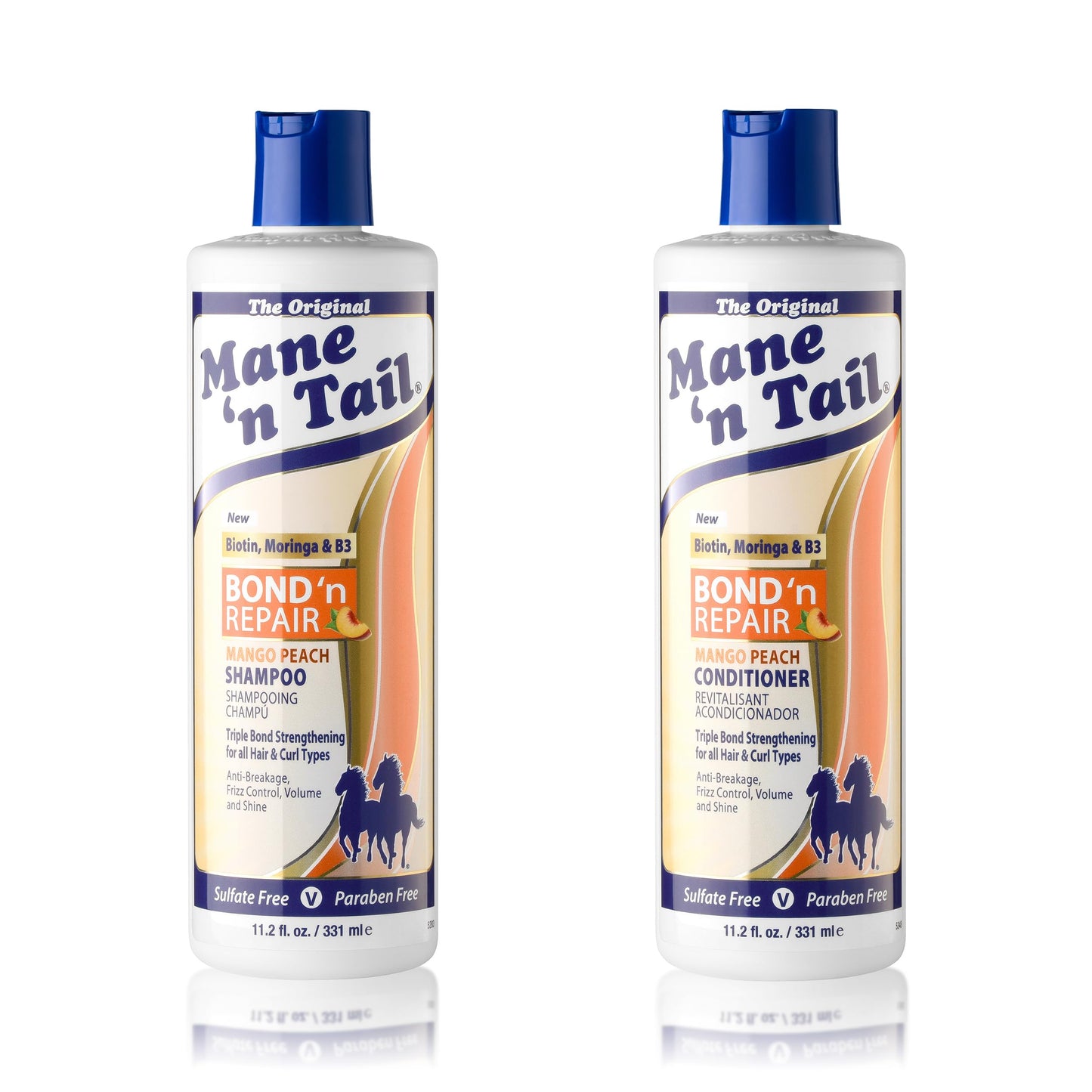 Mane ’n Tail Bond ’n Repair Shampoo & Conditioner Set, Sulfate-Free Strengthening Hair Care System, Anti-Breakage & Frizz Control, Triple Bond Repair Beauty & Personal Care Mane 'n Tail