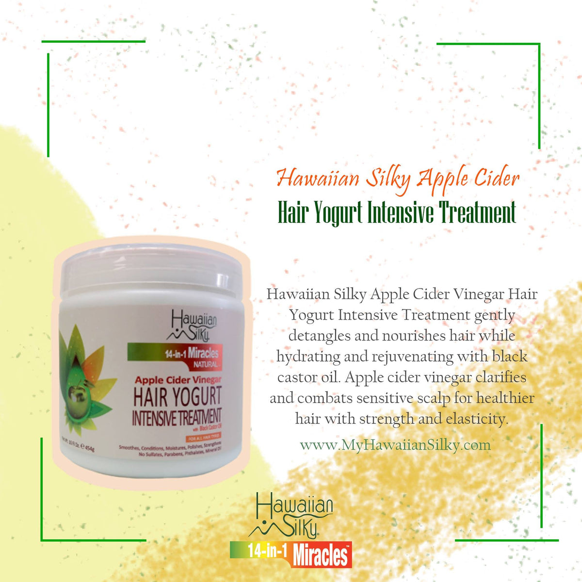 Hawaiian Silky Hair Conditioner, 14-in-1 Miracles Intensive Treatment with Black Castor Oil, 16 fluid ounces, White