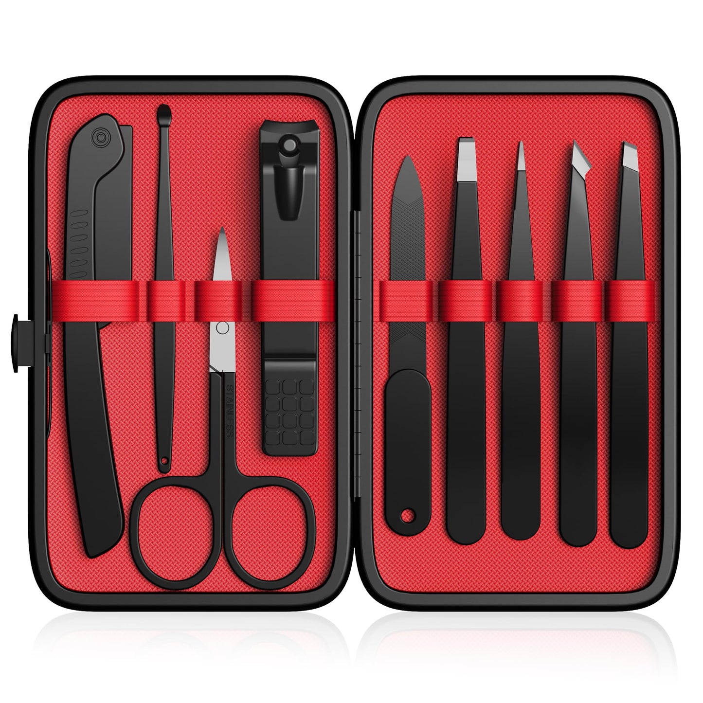 Yougai Tweezers Set,9 Pcs Professional Stainless Steel Tweezer Kit-Great Precision Eyebrow Tweezers for Ingrown Facial Hair with Leather Travel Case Beauty and Personal Care Yougai