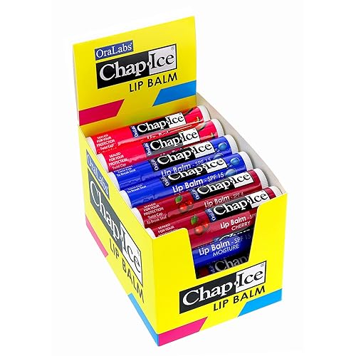 Chap-Ice® | Premium and Traditional Lip Balm for Chapped, Dry, or Windburned Lips | 3 Flavor Assorted (SPF-15) - Cherry, Moisture & Watermelon - 24 Beauty & Personal Care CHAP-ICE
