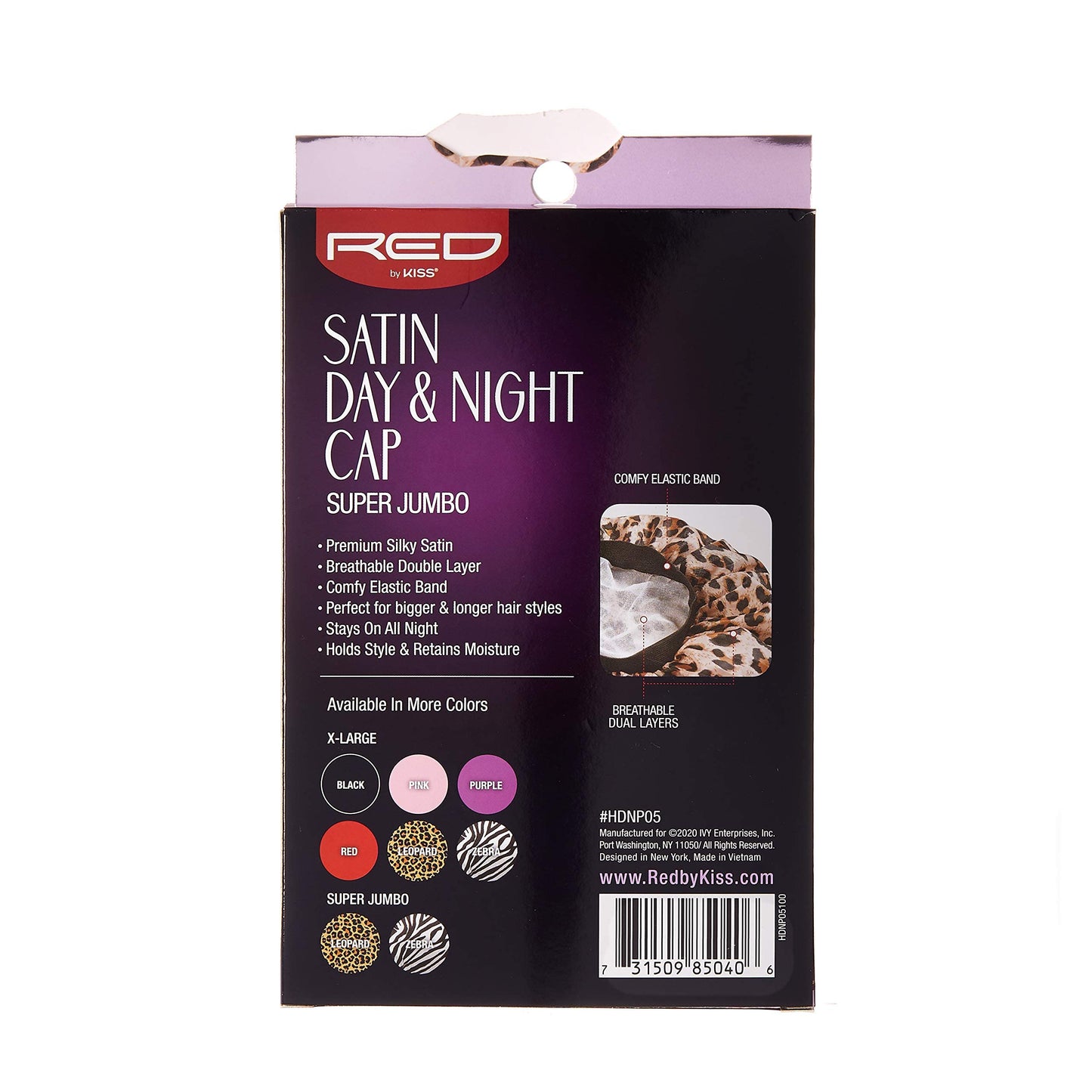 Red by Kiss Premium Quality Silky Satin Day & Night Cap Leopard Beauty and Personal Care Red by Kiss