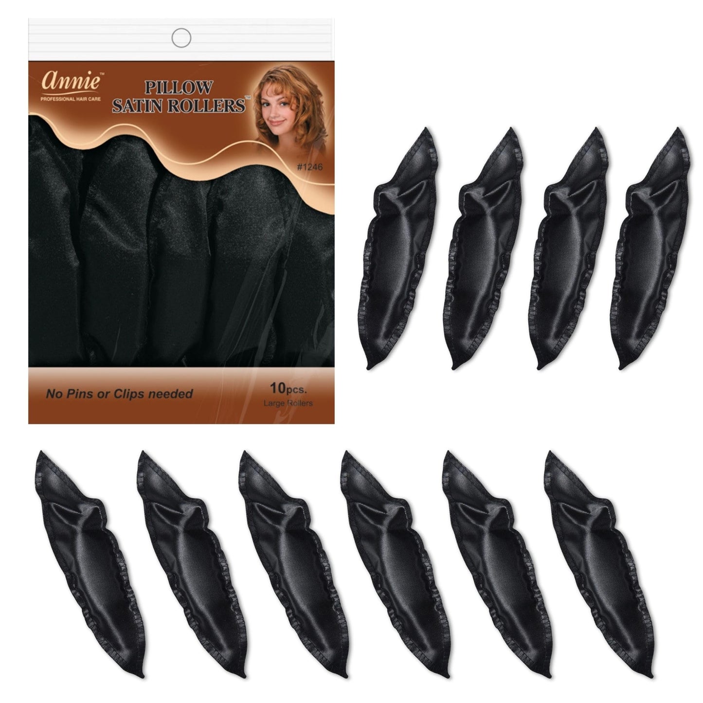 Annie Pillow Satin Rollers: 10Pcs Heatless Roller Set (Black) Beauty & Personal Care Annie