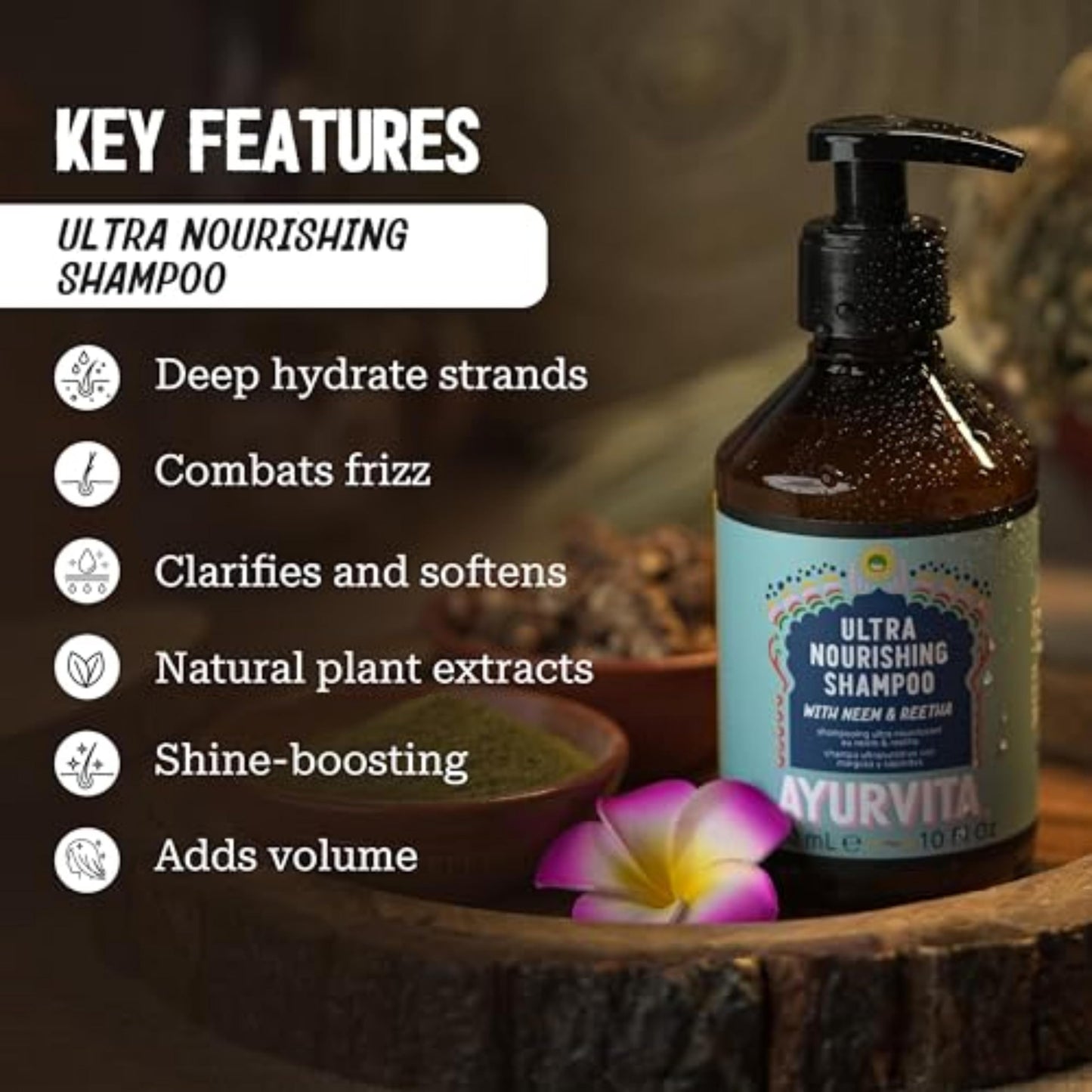 AyurVita Shampoo - Daily Nourishing Shampoo - Neem and Reetha Infused - Suitable For All Hair Types - Moisturizing, Strengthening & Lightweight Beauty & Personal Care AyurVita