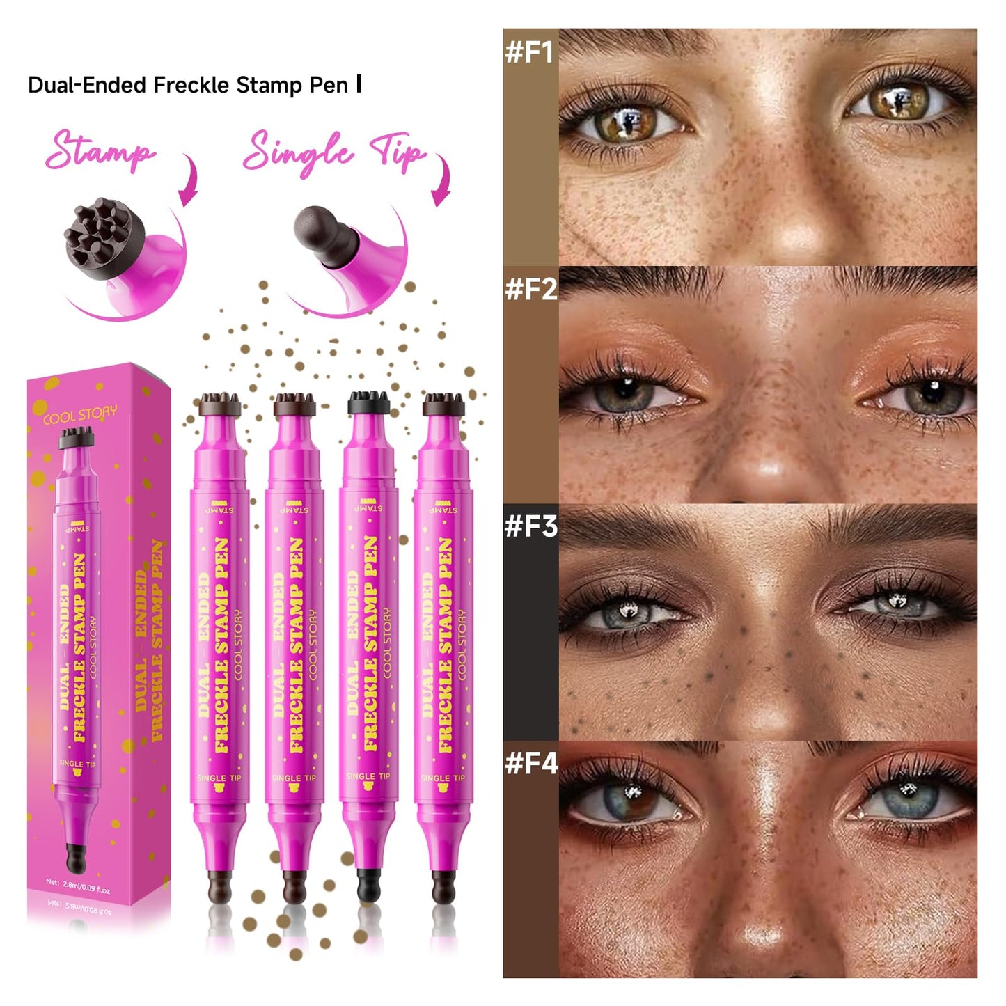 Beauty Glazed Dual-Ended Freckle Stamp Pen - Realistic Faux Freckles Makeup with Soft Sponge Stamp & Precision Tip - Waterproof Long-Lasting Freckle Beauty and Personal Care Beauty Glazed