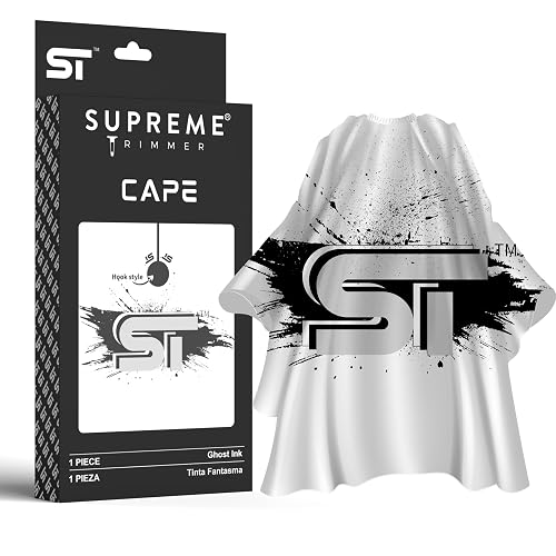 Supreme Trimmer Premium Barber Cape | Professional Hair Stylist Waterproof, Hook Closure Cape; Salon, Barber, or Home Use | Ghost Ink Beauty & Personal Care Supreme Trimmer